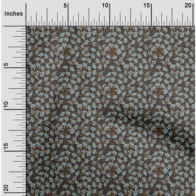 oneOone Polyester Lycra Fabric Dot & Floral Artistic Printed Craft Fabric BTY 56 Inch Wide
