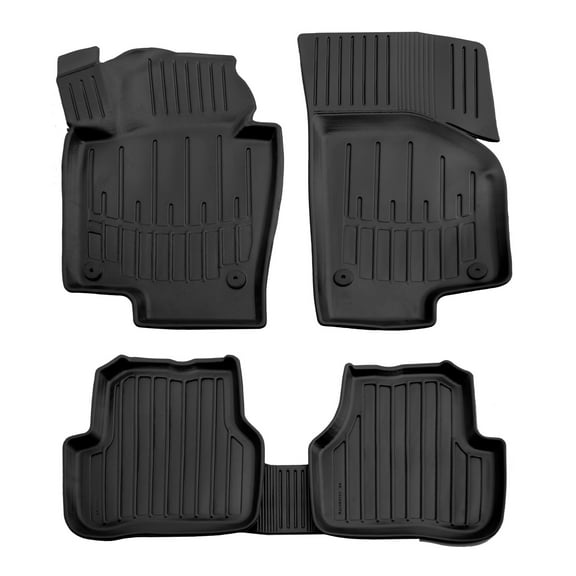 3D Floor Mats for 2009-2017 Volkswagen CC Heavy Duty, Custom Fit, All Weather Liner Front & 2nd Row Full Set Rubber, Black