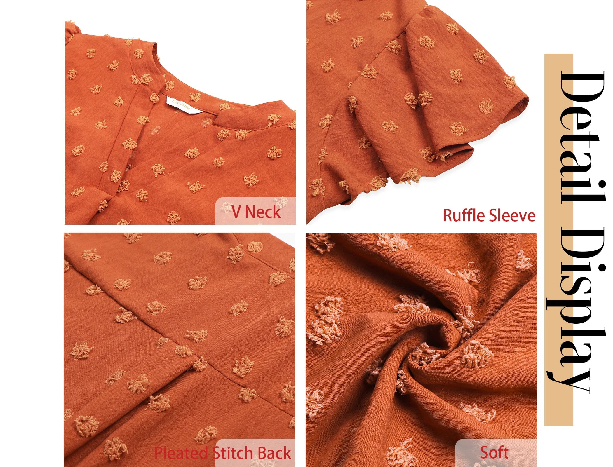 Fantaslook Blouses for Women Dressy V Neck Ruffle Sleeve Summer Tops Casual Flowy Shirts