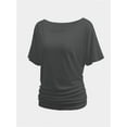 thumbnail image 2 of Womens Short Sleeve Boat Neck Side Shirring Dolman Drape Top, 2 of 6
