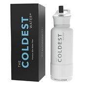 COLDEST Sports Water Bottle - 32 oz(Straw Lid), Leak Proof, Vacuum Insulated Stainless Steel, Hot Cold, Double Walled, Thermo Mug, Metal Canteen (Epic White)