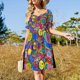 thumbnail image 4 of Vestido de manga corta con estampado hippie, ropa para mujer, vestido de noche para mujer, atuendos de verano para mujer, 4 of 7
