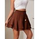 thumbnail image 5 of Pantalones de falda con volantes de doble capa for mujer, con cintura elástica y cordón, pantalones de falda informales antiexposición deportivos, 5 of 7