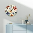 thumbnail image 4 of Chilfamy 10 Inch Round Wooden Wall Clock Flowers Dragonflies Watercolor 10x10in, 4 of 8