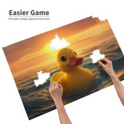 Rateoe Cartoon Swimming Yellow Duck Pattern Wooden Picture Puzzle ,1000 Piece Jigsaw Puzzle ,Family Fun Puzzle, Home Décor Puzzle, Gift Puzzle(Horizontal style)