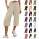 thumbnail image 2 of Pantalones de mujer de pierna ancha y fina con cintura de siete puntos de lino y algodón para mujer de estilo europeo y americano., 2 of 6