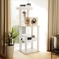 thumbnail image 2 of Pefilos 56" Wood Cat Tree Tower with Sisal Covered Scratching Posts, Cat Condo, Hammock, Cat Scratching Posts, Beige, 2 of 8