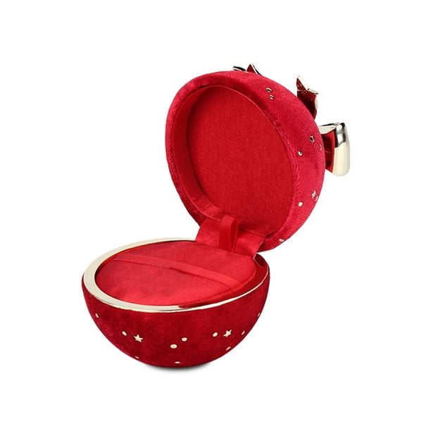 Qarigey Joyero Tiendas para el hogar Satén de pana portátil Caja de embalaje elegante Aniversario de bodas Organizador de vacaciones Contenedor Ropa, zapatos y accesorios Miscelánea collar rojo
