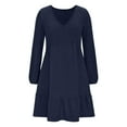 thumbnail image 4 of Einccm Women's Casual A-Line V Neck Long Sleeve Brushed Knit Dress for Spring and Fall Everyday Wear, 4 of 8