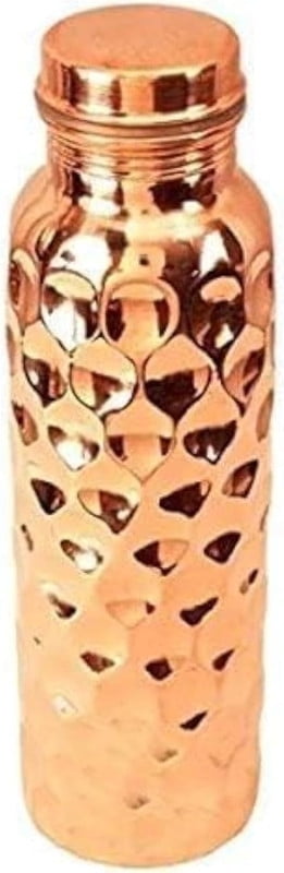 RATAN ENTERPRISES Pure Copper Diamond Water Bottle with Lid 900 ML