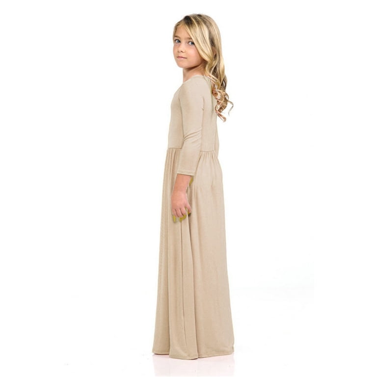 FDDMis Black Cocktail Dress Girl Christmas Dress Plus Size Holiday Dress Brown Dresses Dress for Wedding Little Girl Dresses Christmas Outfit, Beige 2-3 Years