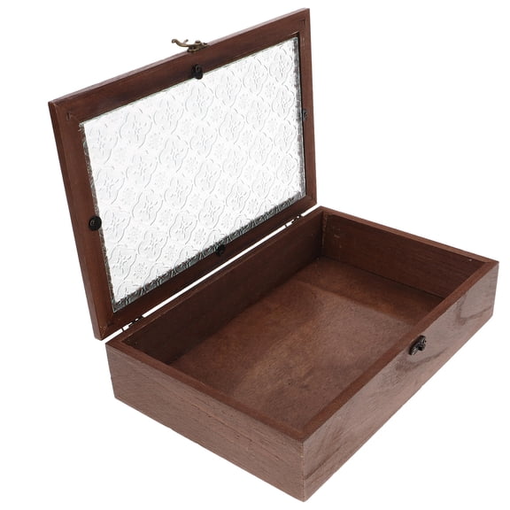 Tineasur Lidded Coffee Wooden Jewelry Box Organizer for Display and Storage