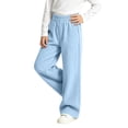 thumbnail image 5 of Girls Corduroy Sweatpants with Pockets Baggy Fall Winter Casual Elastic Waist Kids Active Pants Blue 8, 5 of 7