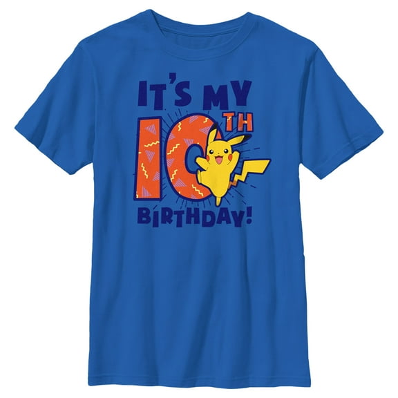 Boy's Pokemon It’s My 10th Birthday Pikachu Graphic Tee Royal Blue Large