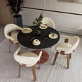thumbnail image 5 of LeisureMod Modern 35" Round Dining Table with MDF Top and Wood Transfer Steel Pedestal Base in Cherry Finish, 5 of 9