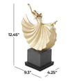 thumbnail image 3 of 9" x 12" Gold Polystone Dancer Sculpture with Black Square Base, by DecMode, 3 of 9