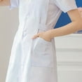 thumbnail image 4 of Scrub Dresses for Women Casual Solid Color Short Sleeve Nur-se Working Uniform Pockets Stretchy V-Neck Holiday Workwear White, 4 of 5