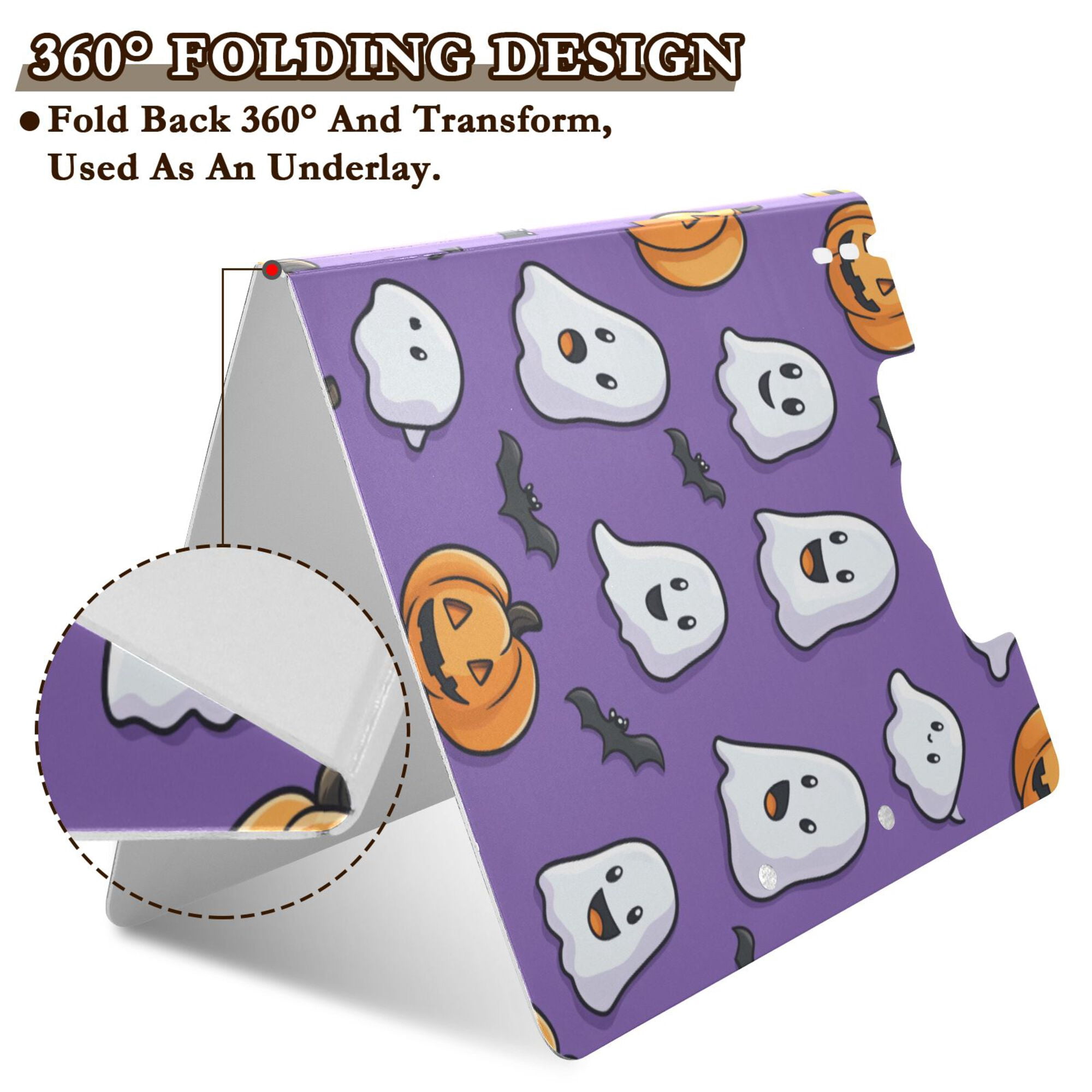 FORMRS A4 Clipboard Folder with Pen Holder Horizontal Foldable School Office Binder, Halloween Ghosts Purple