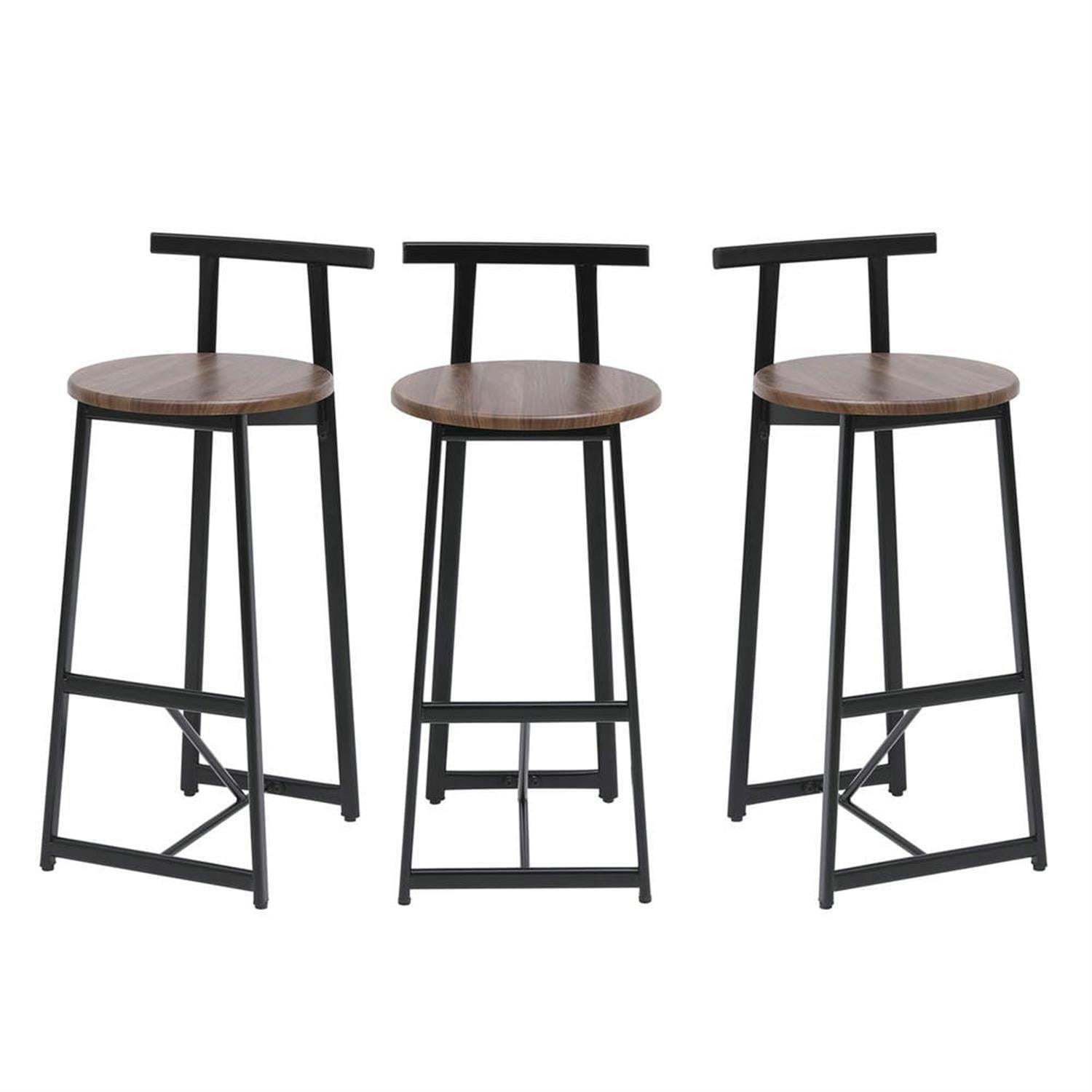 Demi Bonn 34" Counter Height Bar Stools Set of 3, Barstools with Back, Armless Kitchen Island Countertop Chairs for Dining Room, Brown