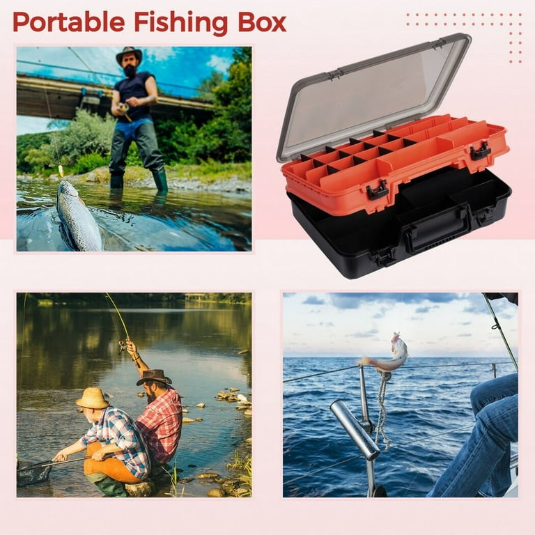 2pcs Tackle Box Organizer Plastic Boxes Fishing two-tier StowAway utility  box Storage with Removable Dividers