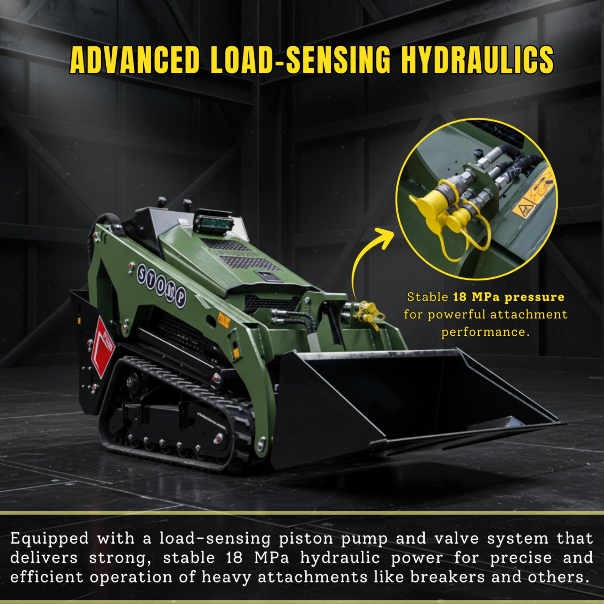 TYPHON STOMP V1000 Diesel Skid Steer Loader, 24HP Kubota D1105 Engine, Compact 1.5 Ton Pilot Control