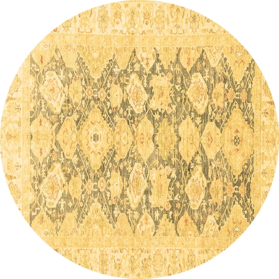 Ahgly Company Indoor Round Oriental Brown Traditional Area Rugs, 7' Round