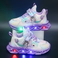thumbnail image 3 of B91xZ Sneakers for Girls With Lights Breathable Princess Lightweight Casual Lighting Kids Up Night Shoes Light (Purple, 11 Little Child), 3 of 5