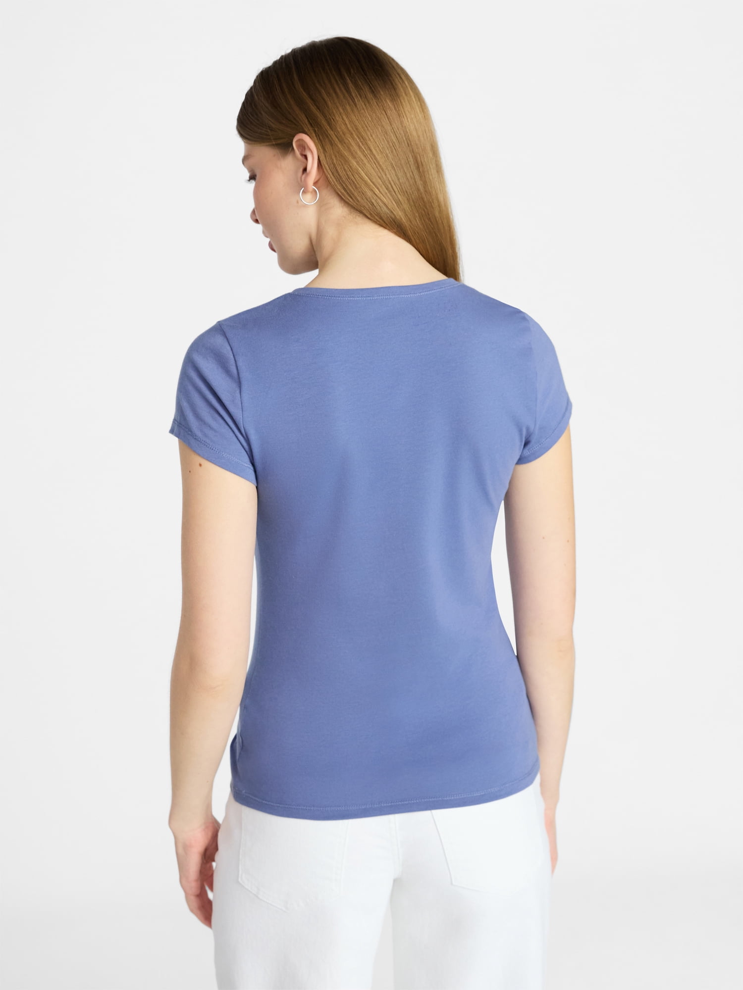 No Boundaries Crew Neck Tee with Short Sleeves, 1 or 3-Pack, Women’s Sizes XXS-XXL