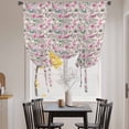thumbnail image 3 of Vintage Pink Flower Tie Up Curtains for Windows, Adjustable Balloon Window Shades, Spring Floral Leaves Pastoral Birds Plants Kitchen Window Treatments Farmhouse Short Curtains 42"x45", 3 of 8
