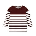 thumbnail image 3 of Maean 3/4 Striped Blouse for Girls Cotton Comfy Shirts Kids Girl Round Neck Pullover Tee Tops, 3 of 4