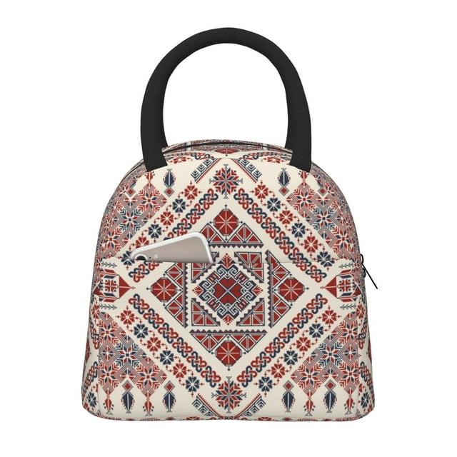 Balery Fashion Tatreez2 Bolsa de Almuerzo para Mujeres, Caja de Almuerzo, Bolsa de Almuerzo Pequeña Impermeable, Tote de Almuerzo Reutilizable con Gran Capacidad