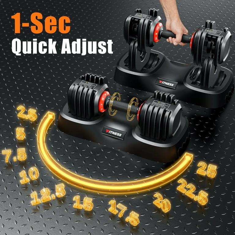 GIKPAL 50LB(25lbs*2) Adjustable Dumbbells Set,10 in 1 Quick-Select