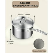 Cooks Standard Professional 3 Quart Stainless Steel Saucepan with Lid, Kitchen Sauce Pot, Multi-Purpose Sauce Pan, Milk Chocolate Cooking Pan, Dishwasher & Oven Safe, Induction Compatible