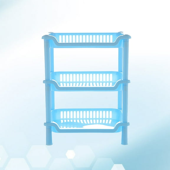 LABRIMP Bathroom Shelving 1Pack Blue Plastic Storage Rack Detachable Adjustable Space-saving Square Triangle Design