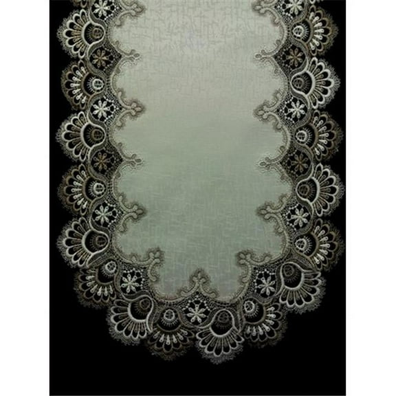 Sinobrite H8139-FF Cocoa Lace Oblong Table Cloth- 52 x 71 in.