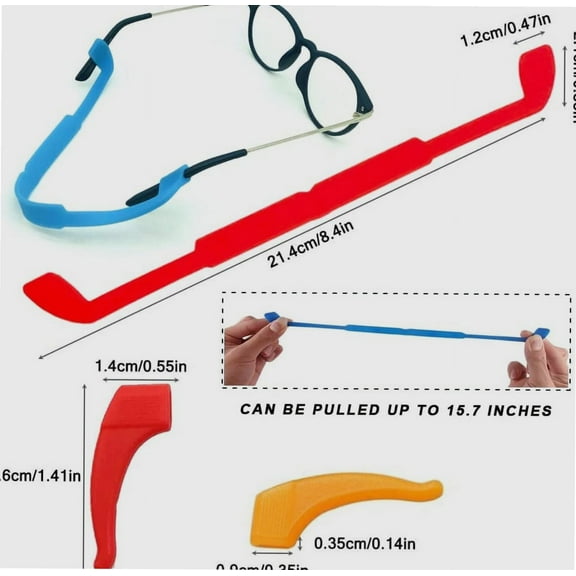12 Pack Anti Slip Kids/Adult Eyeglasses Straps with 12 Pair Ear Grip Hooks, Safety Glass Holders Eyewear Retainer for Sports Men Women Eye Protection -12 Colors