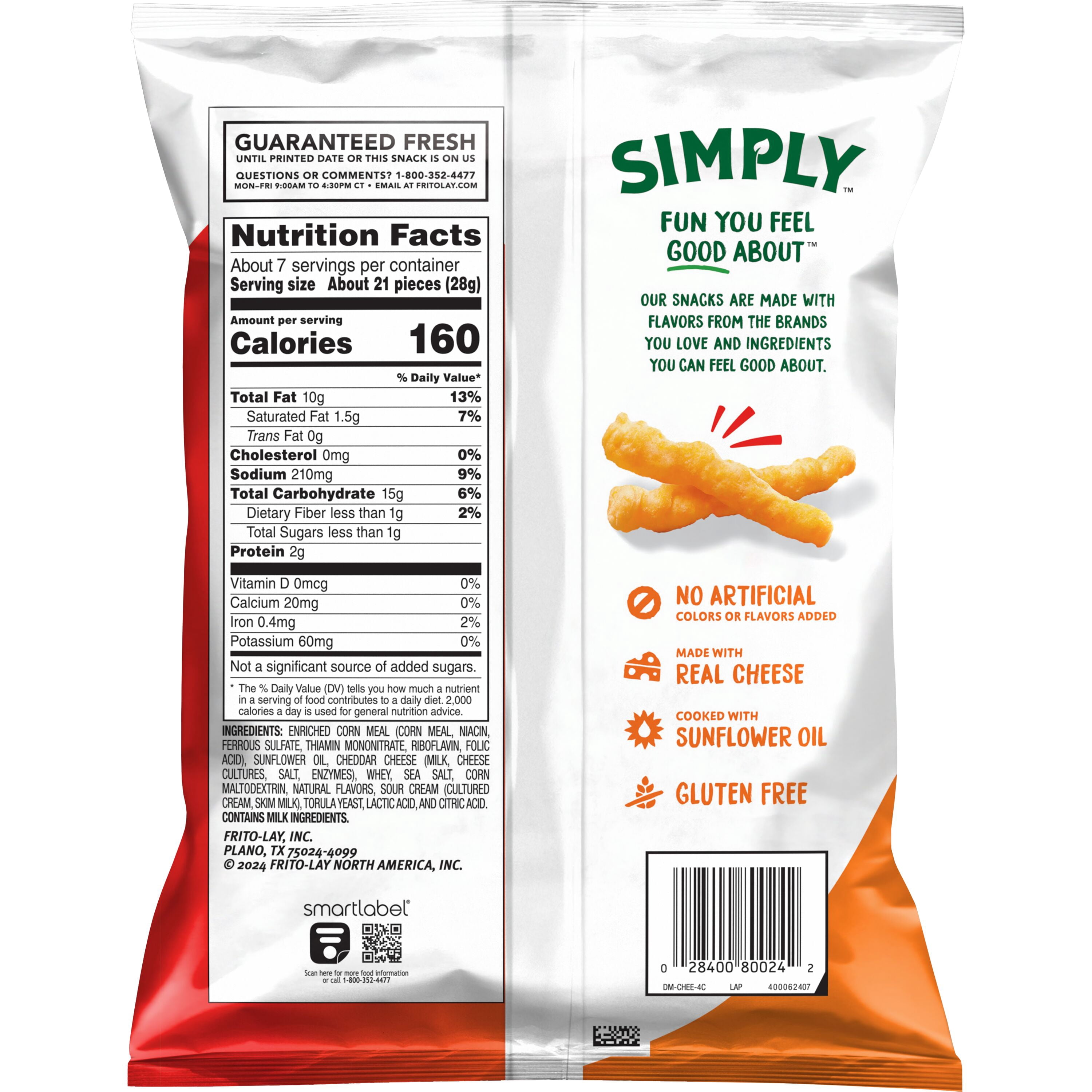 Simply Cheetos Crunchy Cheese White Cheddar Flavored Snacks, 6.5 oz