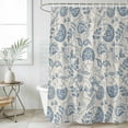 thumbnail image 4 of Blue Paisley Bathroom Shower Curtains with 12 Hooks Polyester Waterproof Shower Curtain for Stalls and Bathtubs Vintage Boho Flower Botanical Leaf Branch Decorative Bathroom Curtain 72x72 Inches, 4 of 9