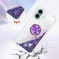 thumbnail image 4 of Case for iPhone 16, iPhone 16 Case Glitter with Ring Holder Stand,Clear TPU Cute Love Moving Quicksand Sparkle Shockproof Liquid Phone Case for iPhone 16 6.1 inch Purple YBZ, 4 of 14