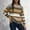 Brown, variant on Brondbend Sweater for Women Knit Tops for Women Crewneck Long Sleeved Stripe Print Knitted Sweaters Loose Fit Thick Pullover Winter Comfortable Party Warm Top,Blue