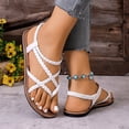 thumbnail image 6 of Women's Wide Width Flat Sandals, Flip Flop Casual Strapy Sandals on Summer Beach Shoes for Women., 6 of 9