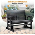 thumbnail image 4 of VINGLI Outdoor Glider Wood Patio Chair with Cup Holders, Outdoor Bench Glider Loveseat with Smooth Rocking Mechanism, Heavy Duty 800 LBS, Black, 4 of 14