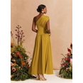thumbnail image 2 of Mustard Yellow One-Shoulder Pleated Waist A-Line Long Dress For Women, 2 of 6
