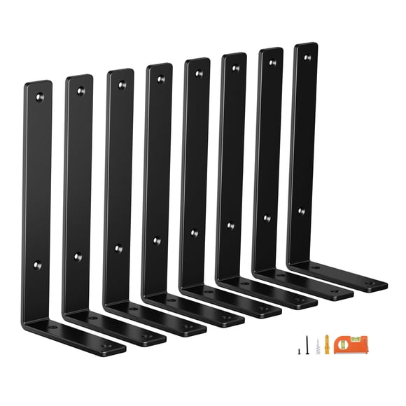 Soportes de estantería NEODROP, 8 unidades, 25 cm, acero negro de alta resistencia