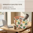 thumbnail image 6 of Pzuqiu Tropical Leaf Print Large Capacity Quilted Tote Bags for Women, Reversible Orange Shoulder Hobo Bag, Lightweight Carry On Handbag for Work Travel Shopping Everyday Use, 6 of 7