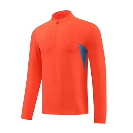 YYDGH Men s Long Sleeve Shirts Sun Protection Tees 1/4 Zip Up Fishing Running Rash Guard T Shirts Outdoor Workout Shirt