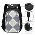 thumbnail image 4 of Travel Shoulder Computer Backpack 18 X 13.4 X 8.3in With Usb Cable And Music Jack Multi-Space Pocket Argyle Plaid Lightslategray_1, 4 of 7