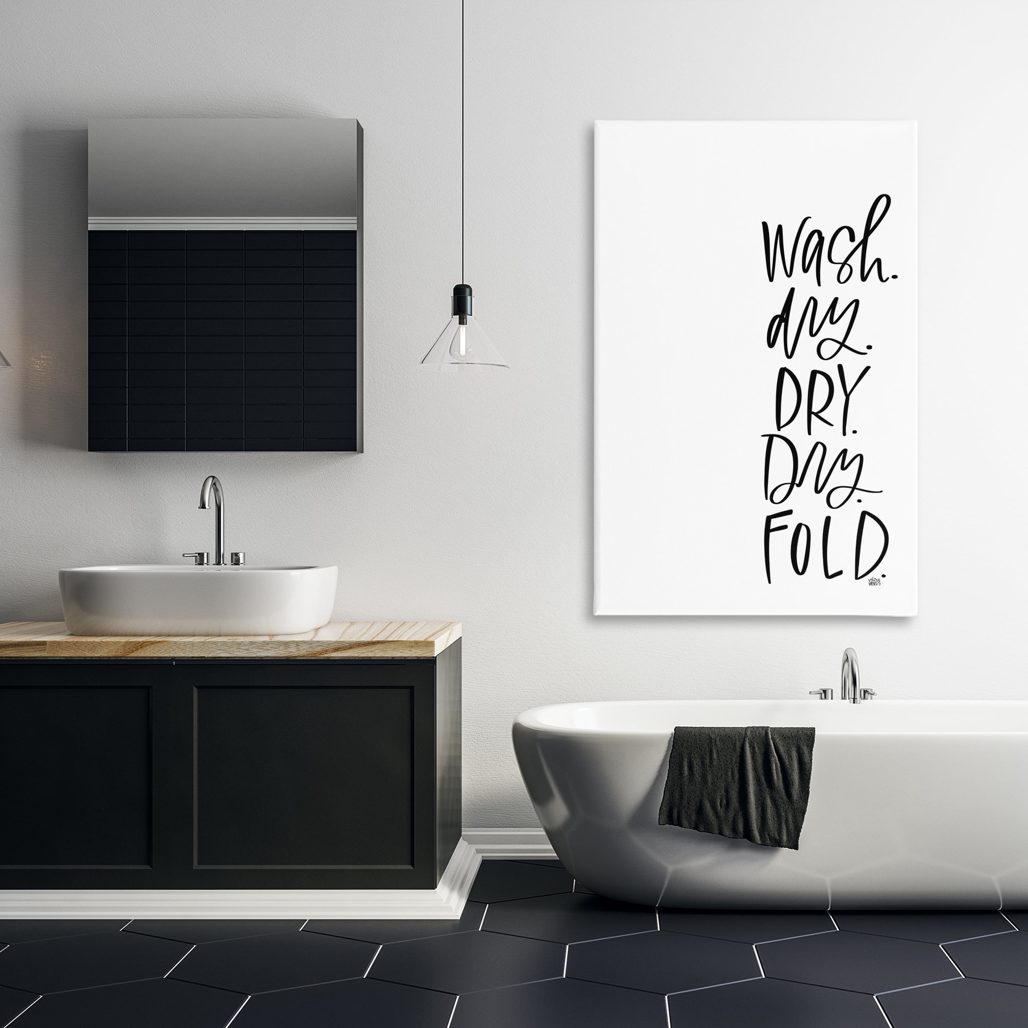 Stupell Industries Wash Dry Fold Phrase Typography Painting Gallery Wrapped Canvas Art Print Wall Art, 30 x 45
