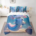 thumbnail image 2 of Erosebridal Axolotl Bed in a Bag Twin size for Teens, Blue Bed Set, Mystic Starry Sky Reversible Bedding Twin Size, Microfiber Room Decor, 7 Pieces, 2 of 6