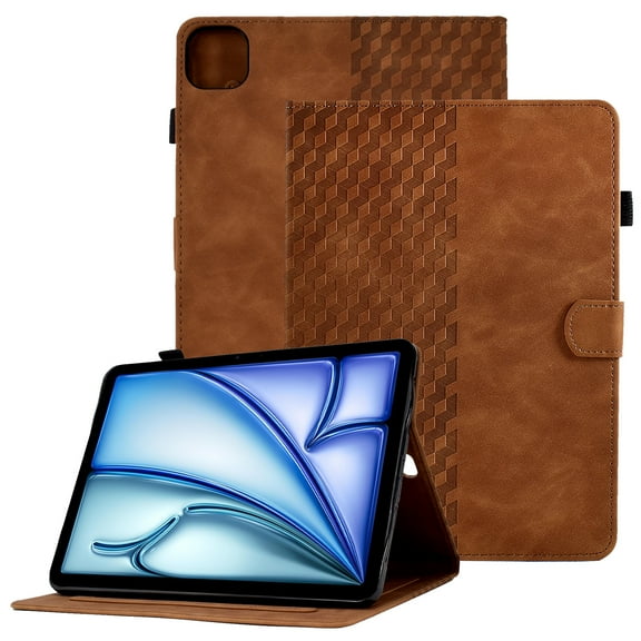 GSFY Case for 2024 iPad Air 11 Inch M2, PU Leather Slim Wallet Stand Protective Smart Shell Auto Sleep Wake for iPad Air 11 6th/ iPad Air 10.9 4th &5th/ iPad Pro 11 (2018-2022), Brown Blocks